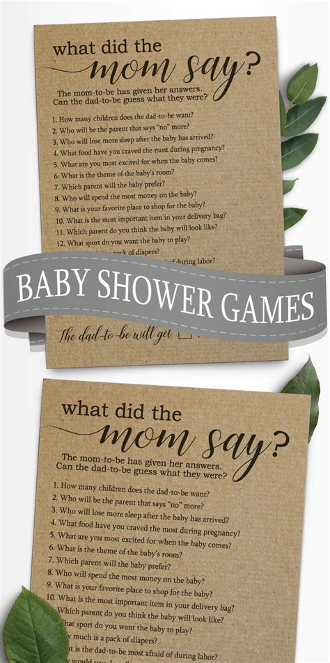 What Did The Mom Say Baby Shower Game Etsy Boy Baby Shower Card