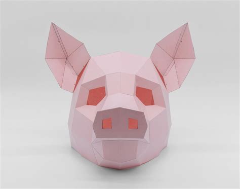 Pig Mask Diy Paper Mask Printable Template Papercraft D Etsy