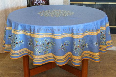 Petite Olive Blue Acrylic Coated French Provence Tablecloth French