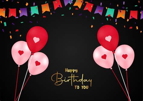 С днем рождения воздушные шары и фон конфетти бесплатные векторы
