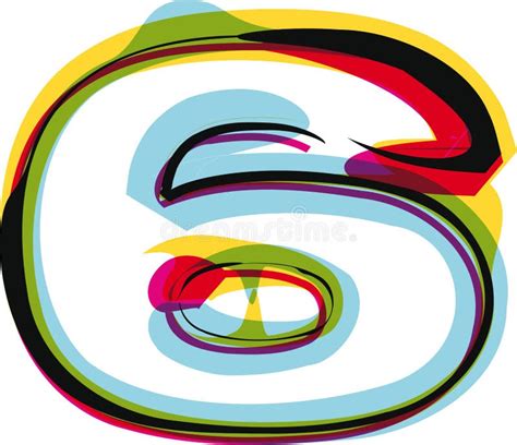 Abstract Colorful Number 6 Stock Vector Illustration Of Calligraphy