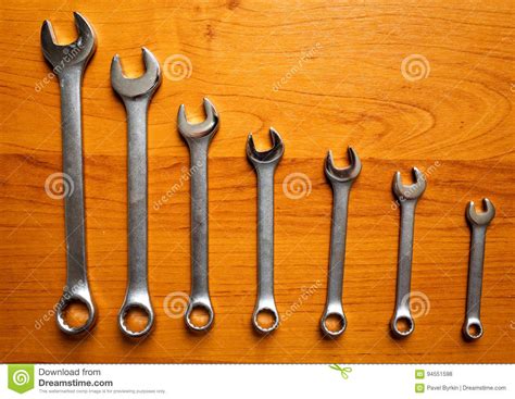 Set Of Metal Wrenches Stock Photo Image Of Chrome Spanner 94551598