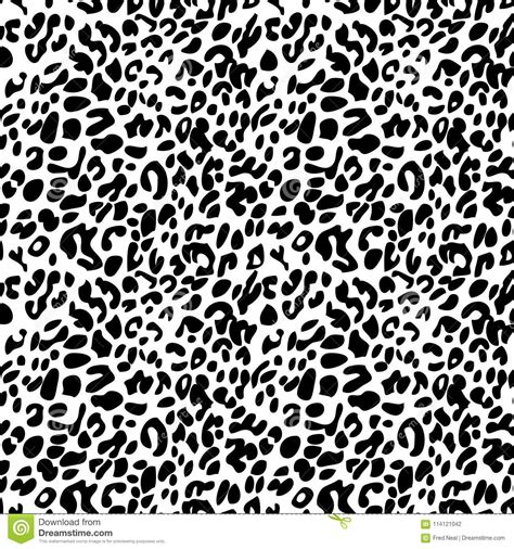 Black On White Leopard Print Seamless Repeat Pattern Background Stock