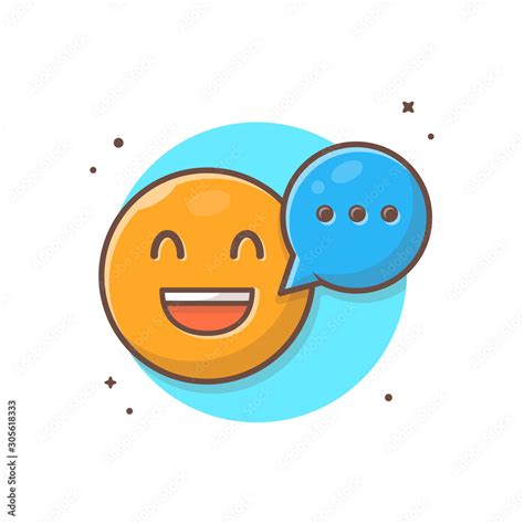 Happy Smile Emoticon With Talk Speech Bubble Happy Chat Chatting Icon