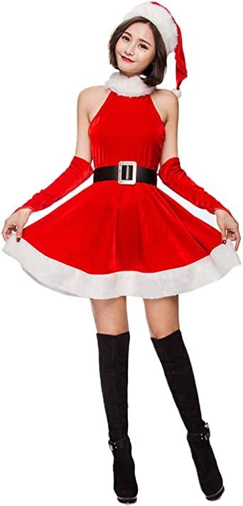 Tendycoco Mujer Santa Vestido Disfraz Señora Traje De Santa Claus
