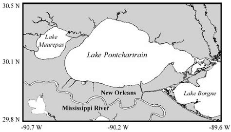 Location Map Of The Lake Pontchartrain System A Shallow Urban Estuary