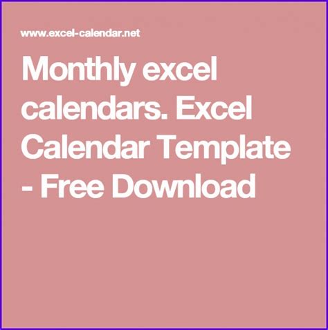 10 Excel Calendars Templates Excel Templates Excel Templates