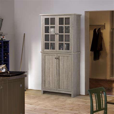Behind the panel doors you can keep your belongings hidden and free from dust. Storage Cabinet With 2 Glass Doors Kitchen Dining Room ...
