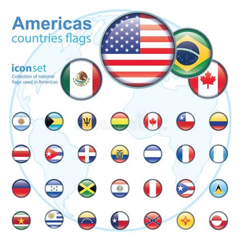 Flags Of Americas Stock Vector Illustration Of Collection 57622262