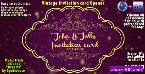 Here you will find everything from timeless classic to funky & fancy invitations. Videohive Vintage Invitation Card » free after effects ...