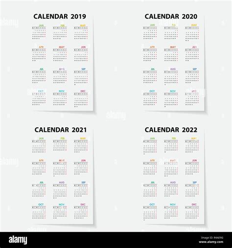 Calendar 2019 2020 2021 And 2022 Calendar Templatecalendar Design