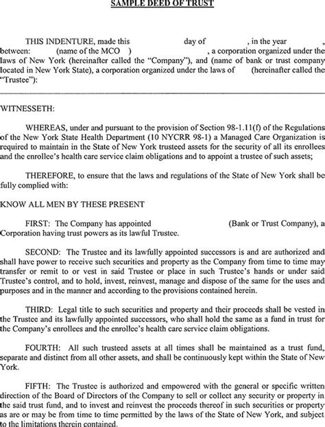 Deed Of Trust Template Free Template Download Customi