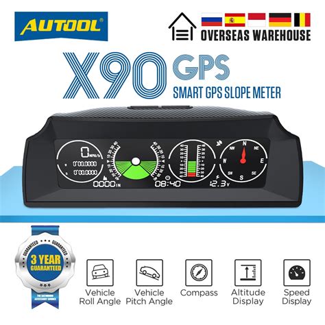 Autool X Gps Hud Car Speed Slope Meter Inclinometer Auto V General Head Up Display With Tilt