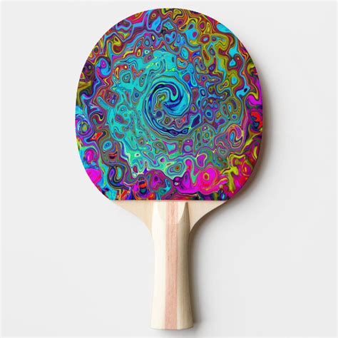 Trippy Sky Blue Abstract Retro Liquid Swirl Ping Pong Paddle Zazzle