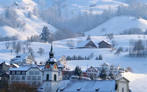 Wallpaper Mountains Alps Winter Snow Town 1920x1200 Hd Picture Image