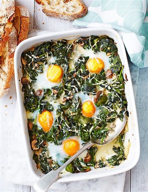 Compare the calorie counts in eggs of different sizes. Baked eggs with spinach | Recipe in 2020 | Low calorie ...