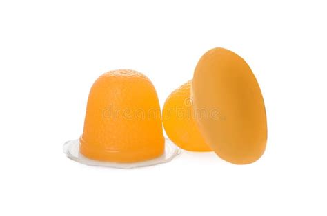 Delicious Orange Jelly Cups On White Background Stock Image Image Of