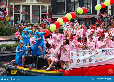 moroccan boat at the amsterdam canal parade 2014 editorial photography image of happiness