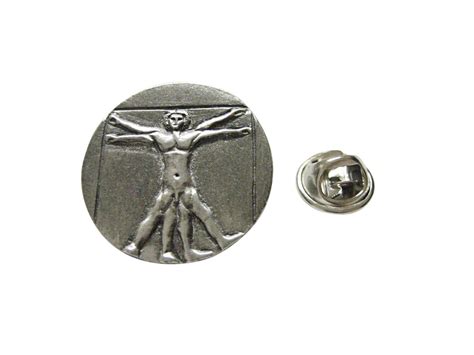 Silver Toned Leonardo Da Vinci Vitruvian Man Lapel Pin Lapel Pins