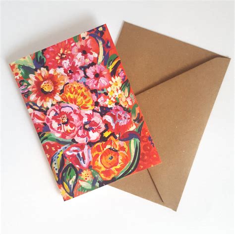 Orange Floral Greeting Card By Katie Whitton Design
