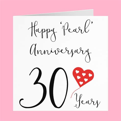 30th Wedding Anniversary Card Happy Pearl Etsy