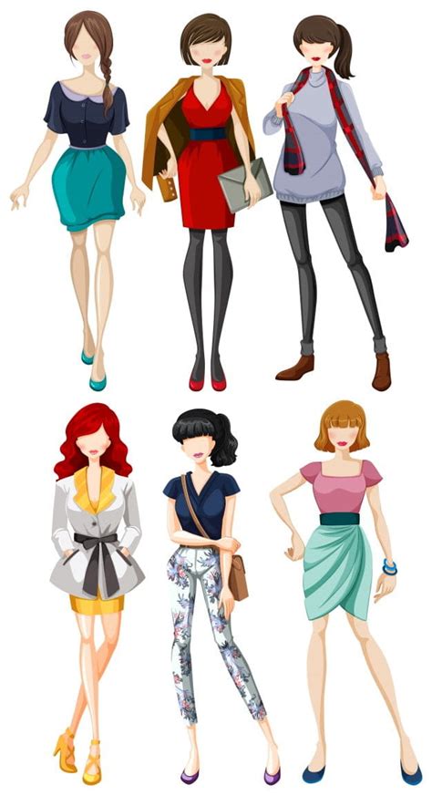 Female Models Wearing Fashionable Clothes Eps Vector Uidownload