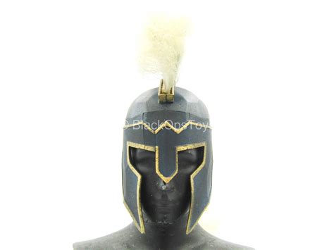 Ares God Of War Blue Trojan Helmet Wponytail Detail Blackopstoys