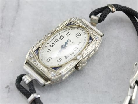 Art Deco Elgin Wrist Watch Vintage Diamond Watch Ladies Etsy