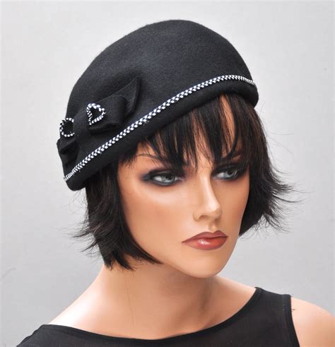 Womens Black Winter Hat Ladies Black Hat Formal Hat Formal Black