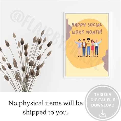 Happy Social Work Month Poster Msw Social Work Poster Print School