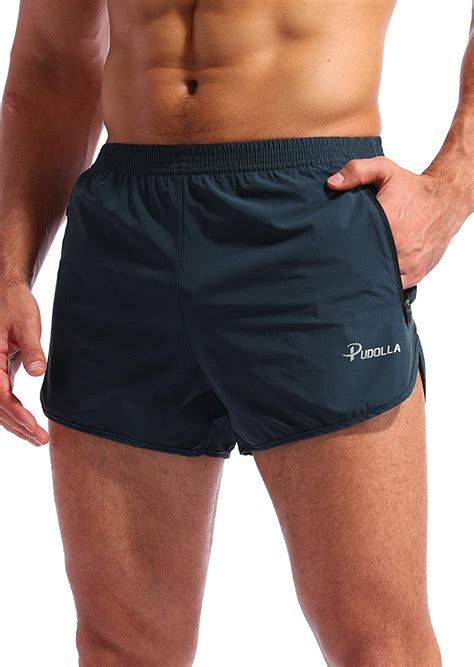 Pudolla Mens Running Shorts 3 Inch Quick Dry Gym Athletic Workout