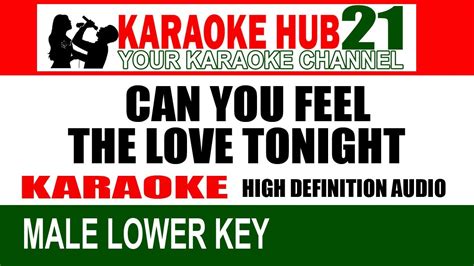 Can You Feel The Love Tonight Karaoke Lower Key Karaoke Hub 21 Youtube