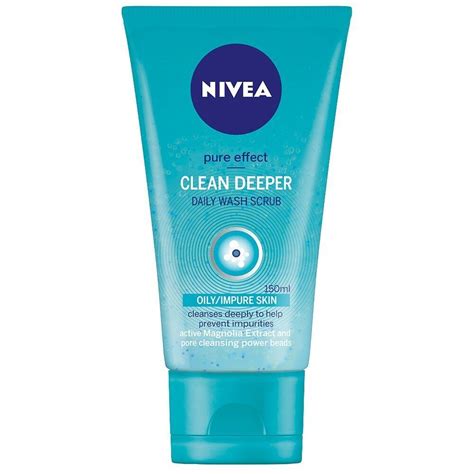 Nivea Pure Effect Clean Deeper Daily Wash Scrub 150ml To Smooth The