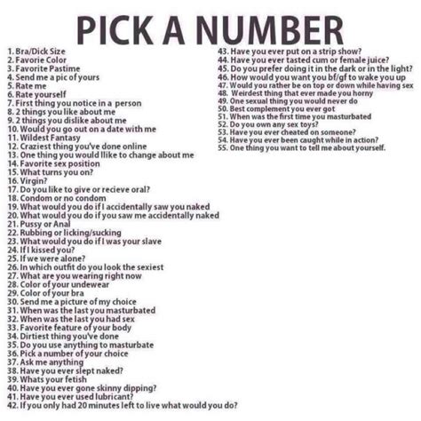Pick a number game with boyfriend. Lezzieee on Twitter: "Pick 5 numbers and ill answer them ...