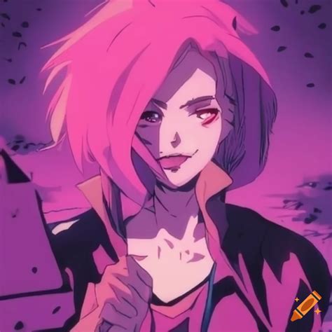 Pastel Pink Grim Reaper In 80s Anime Asthetic