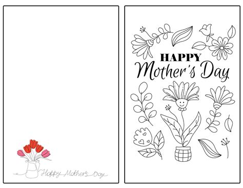 Free Printable Mothers Day Cards To Color For Kids Happy Toddler