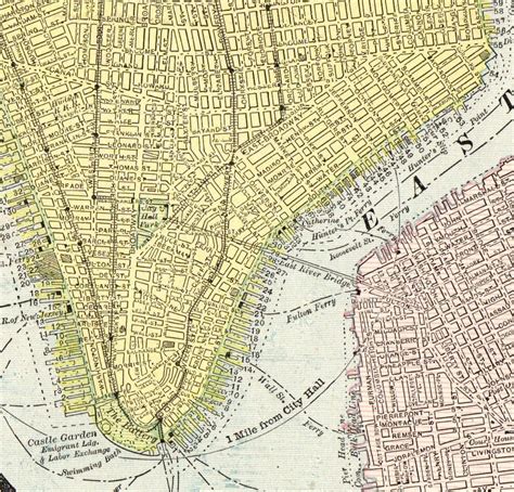 1888 Antique Manhattan Map Vintage Map Of New York City Map Gallery