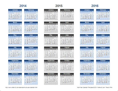 year calendar template  excel