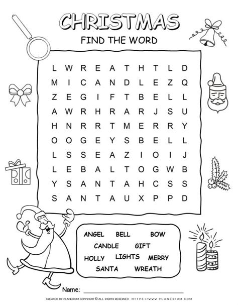 Christmas Word Search Printable With Ten Words Planerium