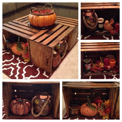So my plan is to show you all how to do build this awesome movable coffee table you can build for under 100 dollars, but looks like you paid big for it. Crate coffee table decorated for fall. | Crate coffee ...