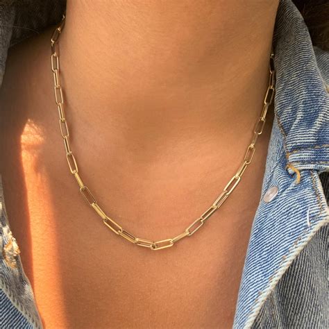 14k Gold Paperclip Link Necklace Sabrina Design