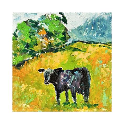 Cow Painting Original Art Oil Painting Farm Painting Cow Art Inspire