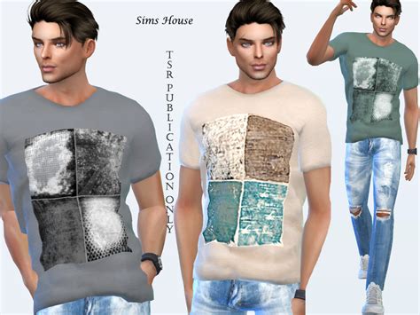The Sims Resource Mens T Shirt With Print Four Colors