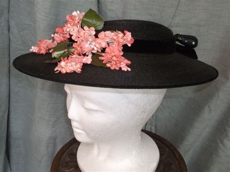 Old Victorian Black Straw Hat Black Straw Hat Straw Hat Hats