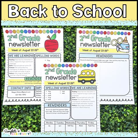 Back To School Newsletter Templates Confetti And Creativity