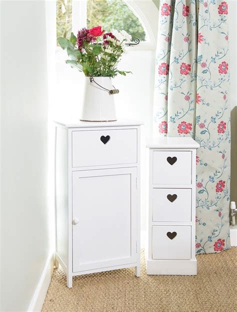 White Bedside Cabinet With Heart Drawer White Shabby Chic White