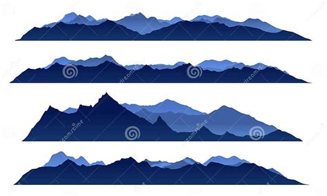 Blue Sky Mountain View Set Vector Design Stock Vector Illustration Of