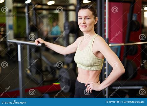 Female Fitness Coach Posing In Gym Stock Image Image Of Happiness Vitality 159151161