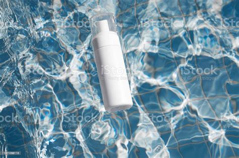 Blank White Cosmetics Sunscreen Cream Tube In Water Swimming Pool