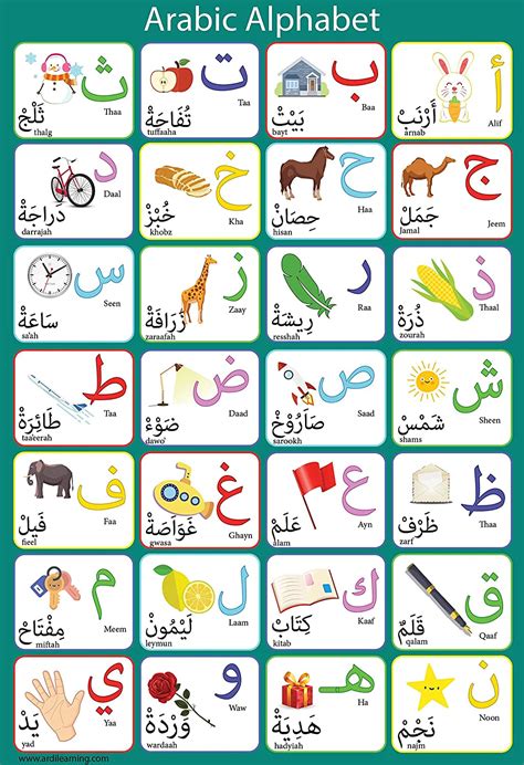 Laminated Arabic Alphabet Poster Perfect For Toddlers Kids Preschool